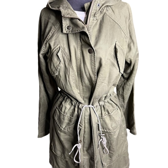 American Eagle Jacket Womens Size XS Green Military Lightweight Coat Hooded - Picture 8 of 12